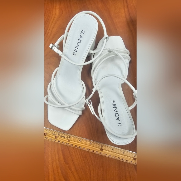 Strappy Square Toe Block Heels - White/Size 8 - Picture 4 of 12